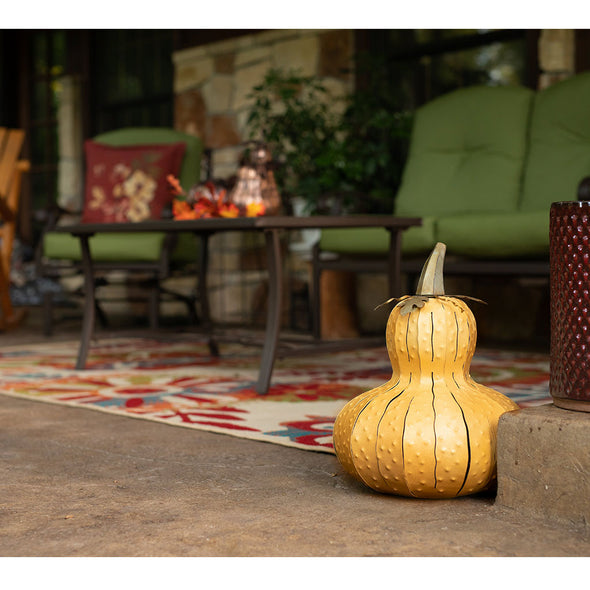 Yellow Gourd Luminary on patio