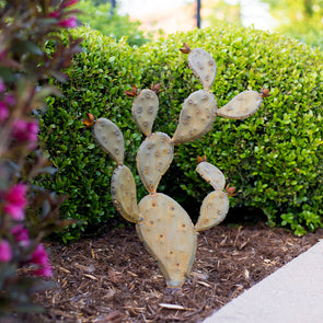 Prickly Pear Sculpture in landscape bed - Chico